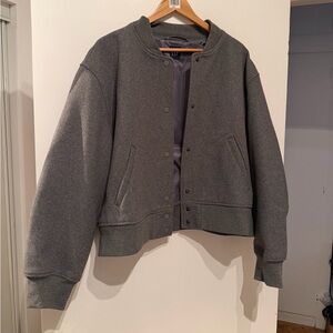 GAP Charcoal Wool-Blend Bomber Jacket
